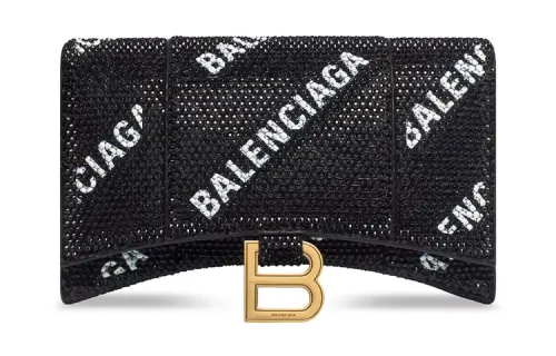 Balenciaga Hourglass Calfskin Shoulder Bag, Crossbody Bag, Wallet Women's Black