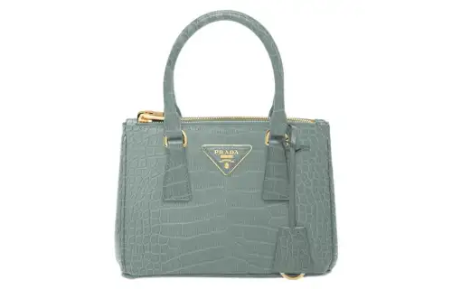 PRADA Galleria Killer Bag Crocodile Leather Shoulder Bag, Crossbody Bag, Handbag Mini Women's Lake Blue