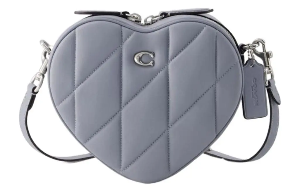 COACH Heart Leather Heart Shaped Bag, Shoulder Bag, Crossbody Bag Small Women's Light Purple