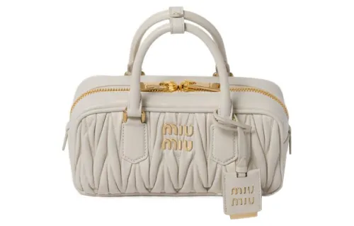 MIU MIU Arcadie Soft Sheep Leather Handbag Women's White