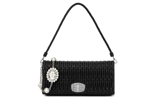 MIU MIU Leather Chain Bag Handbag, Shoulder Bag Women's Black