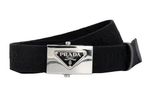 PRADA Cotton Belts Men's Black Width 3.6CM