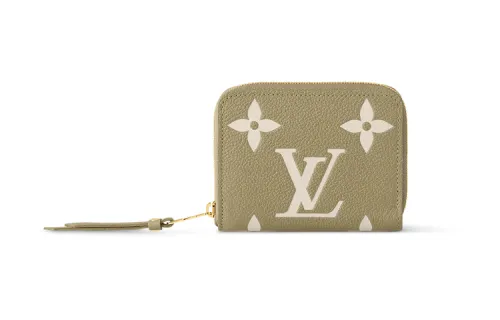 LOUIS VUITTON Zippy Cow Leather Wallet Women's Khaki/Cream