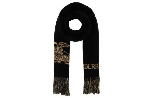 Burberry Logo Detailed Fringed Scarf