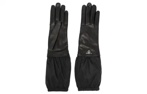 PRADA Enamel Logo Panelled Gloves