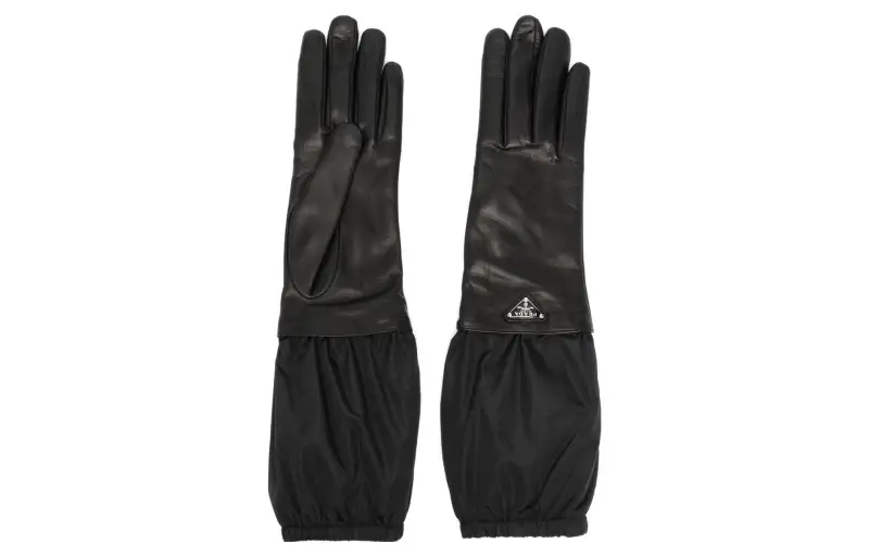 PRADA Enamel Logo Panelled Gloves