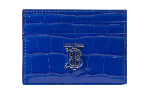 Burberry Crocodile Pattern Embossed Calfskin Card Holder Women's Knight Blue