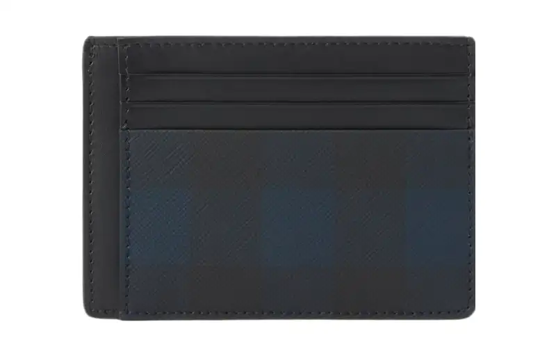 Burberry Calfskin Decoration Card Holder Regular Men's Marine Blue