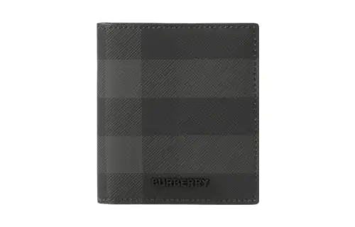 Burberry Synthetic Leather Cotton Card Holder Men's Charcoal Gray