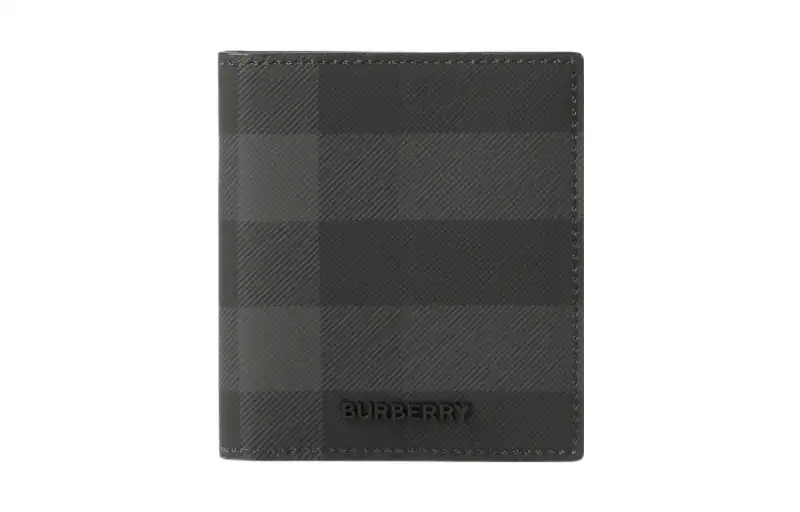 Burberry Synthetic Leather Cotton Card Holder Men's Charcoal Gray