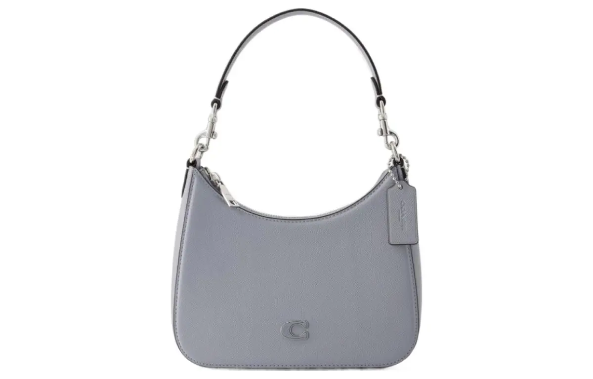 COACH Hobo Canvas With Leather Crescent Bag, Crossbody Bag, One Shoulder Handbag Medium Women's Gray