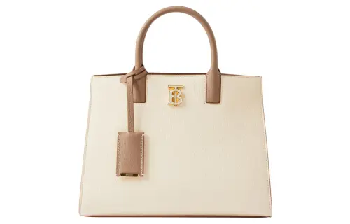 Burberry Frances Calfskin Tote Bag, Shopping Bag, Handbag Mini Women's Camel/Archive Beige/Warm Umber