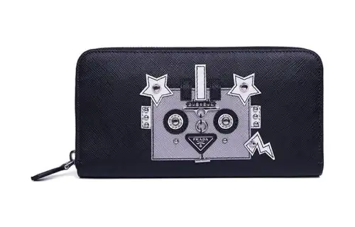 PRADA Calfskin Wallet Women's Marine Blue