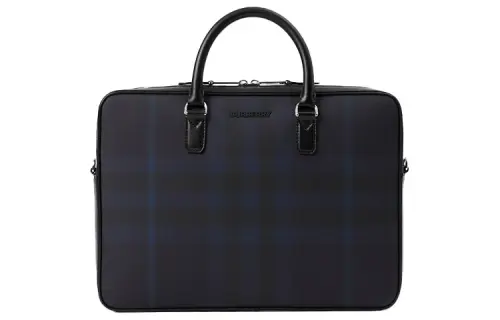 Burberry Calfskin Trim Shoulder Bag, Crossbody Bag, Handbag, Briefcase Men's Marine Blue