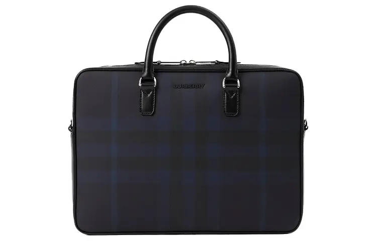 Burberry Calfskin Trim Shoulder Bag, Crossbody Bag, Handbag, Briefcase Men's Marine Blue
