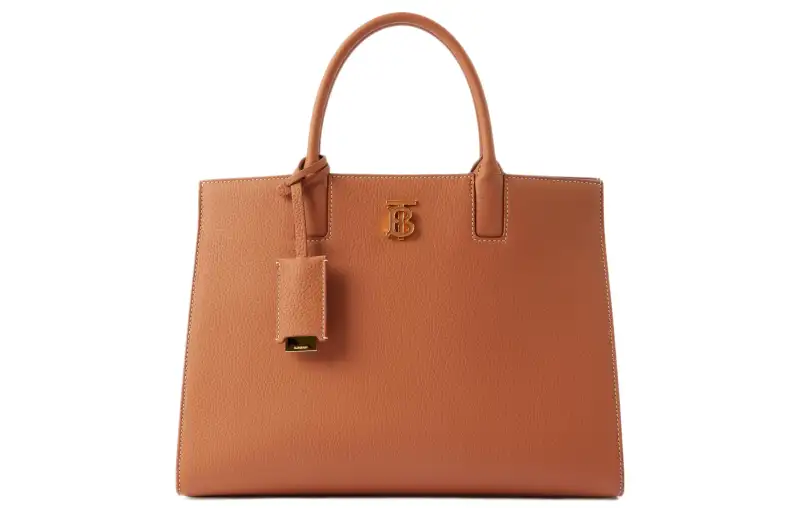 Burberry Frances Calfskin Tote Bag, Shopping Bag, Handbag Small Women's Warm Red Brown