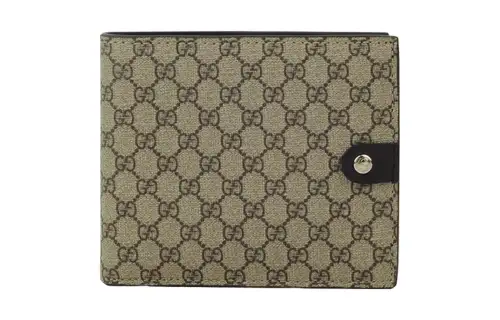GUCCI Canvas With Leather Short Bifold Wallet Men's Ebony/Brown