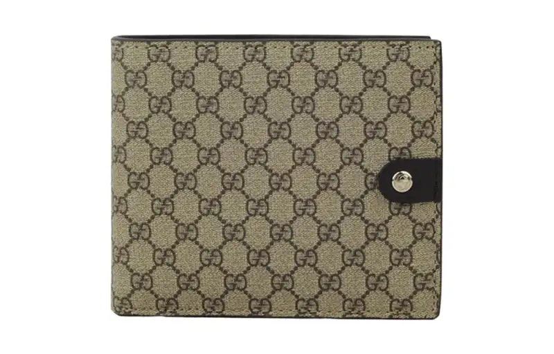GUCCI Canvas With Leather Short Bifold Wallet Men's Ebony/Brown
