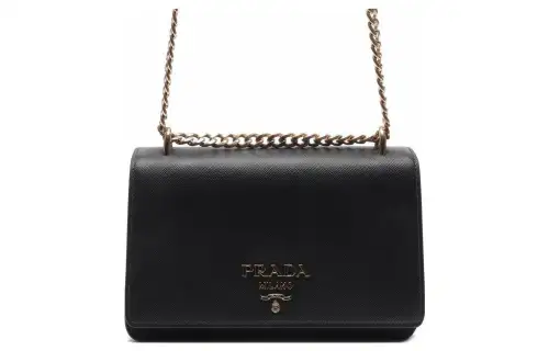 PRADA Saffiano Cow Leather Crossbody Bags Regular Women's Black
