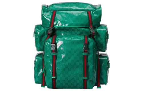 GUCCI Crystal Canvas With Leather Trim Backpack Regular Men's Green