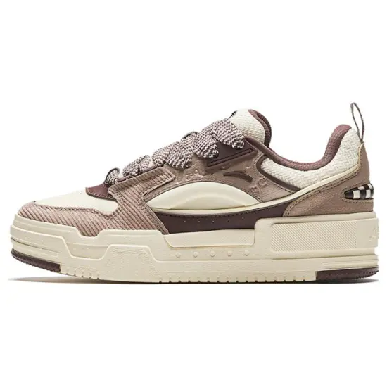 ANTA Skateboard Shoes Women's Low-Top Beige Brown