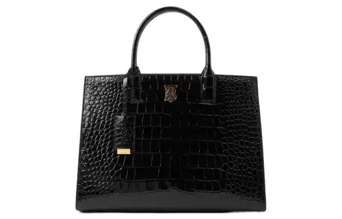 Burberry Frances Calfskin Tote Bag, Shopping Bag, Handbag Small Women's Black