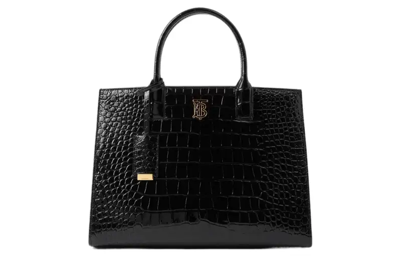 Burberry Frances Calfskin Tote Bag, Shopping Bag, Handbag Small Women's Black