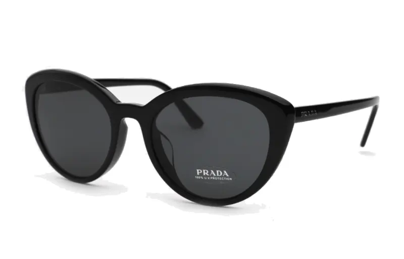 PRADA Acetate Irregular Shape Sunglasses Unisex Black