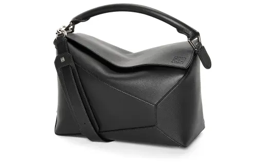 LOEWE Puzzle Cow Leather Puzzle Bag, Shoulder Bag, Crossbody Bag, Handbag Regular Women's Black