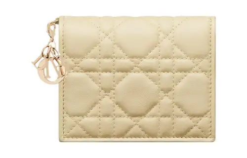 DIOR Lady Dior Lambskin Wallet Mini Women's Light Yellow