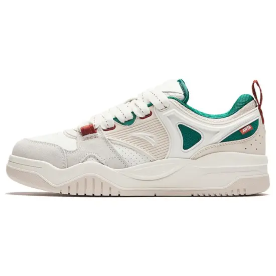 Anta Sea Salt Puffy Shoes Height Increasing Low Top Skateboard Shoes Men's White Gray Green