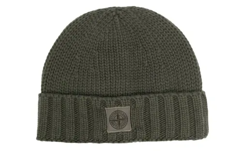 STONE ISLAND Virgin Wool Beanies Men's Green