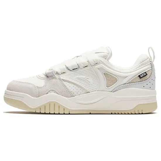ANTA Casual Shoes Women's Low-Top Ivory White/Sand Gray/Granular Beige Yellow