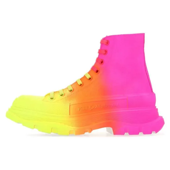 Alexander McQueen Tread Slick Ankle Boots Women's Pink/Orange/Yellow