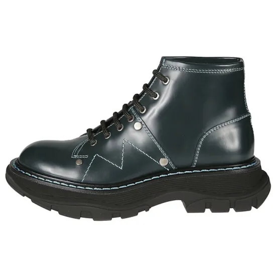 Alexander McQueen Tread Ankle Boots Women's Green/Silver