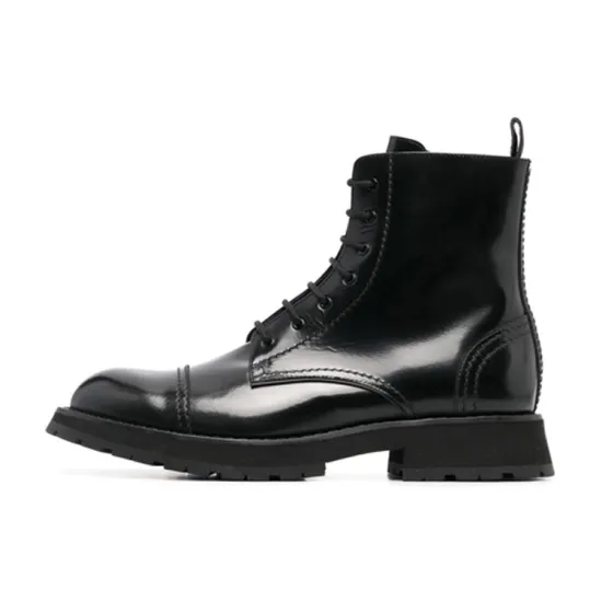 Alexander McQueen Lace-up Leather Ankle Boots