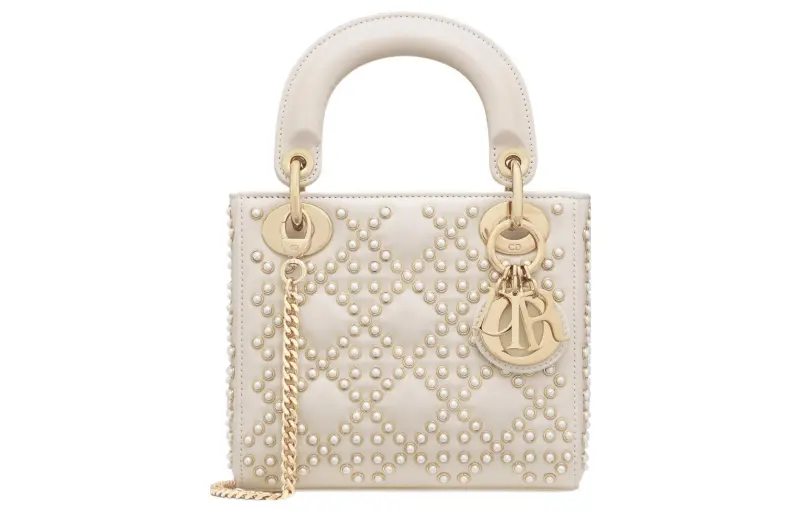 DIOR Lady Dior Sheepskin Handbag, Shoulder Bag, Crossbody Bag, Handbag Mini Women's White