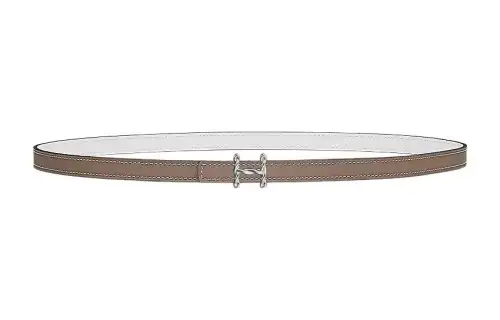 HERMES Double Sided H Torsade Silver Smooth Buckle H Torsade Leather Belts Women's Brown Width 1.3CM