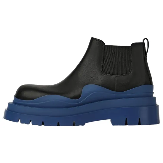 Bottega Veneta Leather Tire Chunky Sole Ankle Chelsea Boot Black Cruise