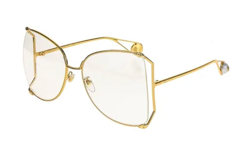 GUCCI Irregular Shape Sunglasses Women's Gold