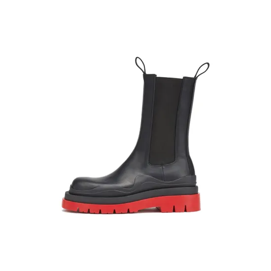Bottega Veneta Tire Chelsea Boots Women's Black/Red