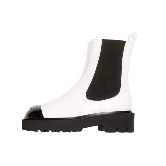 CHANEL Chelsea Boots Women's Black White