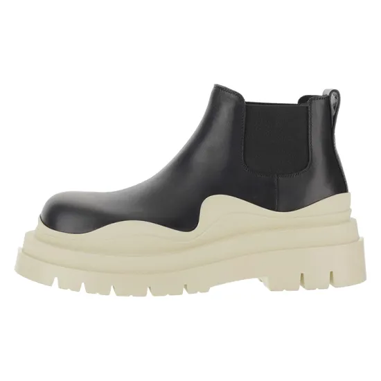 Bottega Veneta Tire Chelsea Boots Men Black Beige
