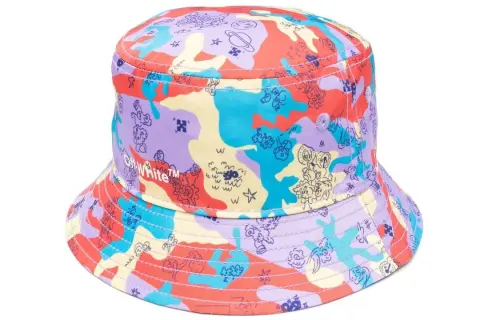 OFF WHITE Cotton, Polyester Bucket Hats Men's Multicolor
