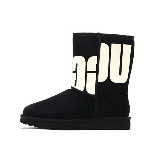 UGG CLASSIC SHORT Snow Boots Women's Black/white