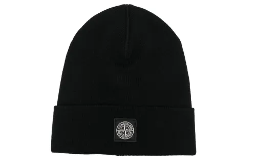 STONE ISLAND Wool Beanies Men's Black