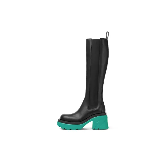 Bottega Veneta Leather Heel Boot Black Water Women's