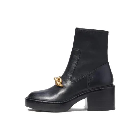 COACH 75mm Chain-link Detailing Leather Boots