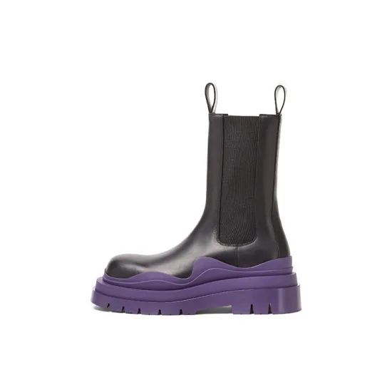 Bottega Veneta Tire Chelsea Boots Men Black Purple