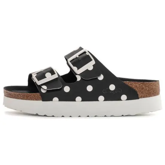 Birkenstock Arizona Platform Birko-Flor Narrow Fit 'Black White Dots' Women's
